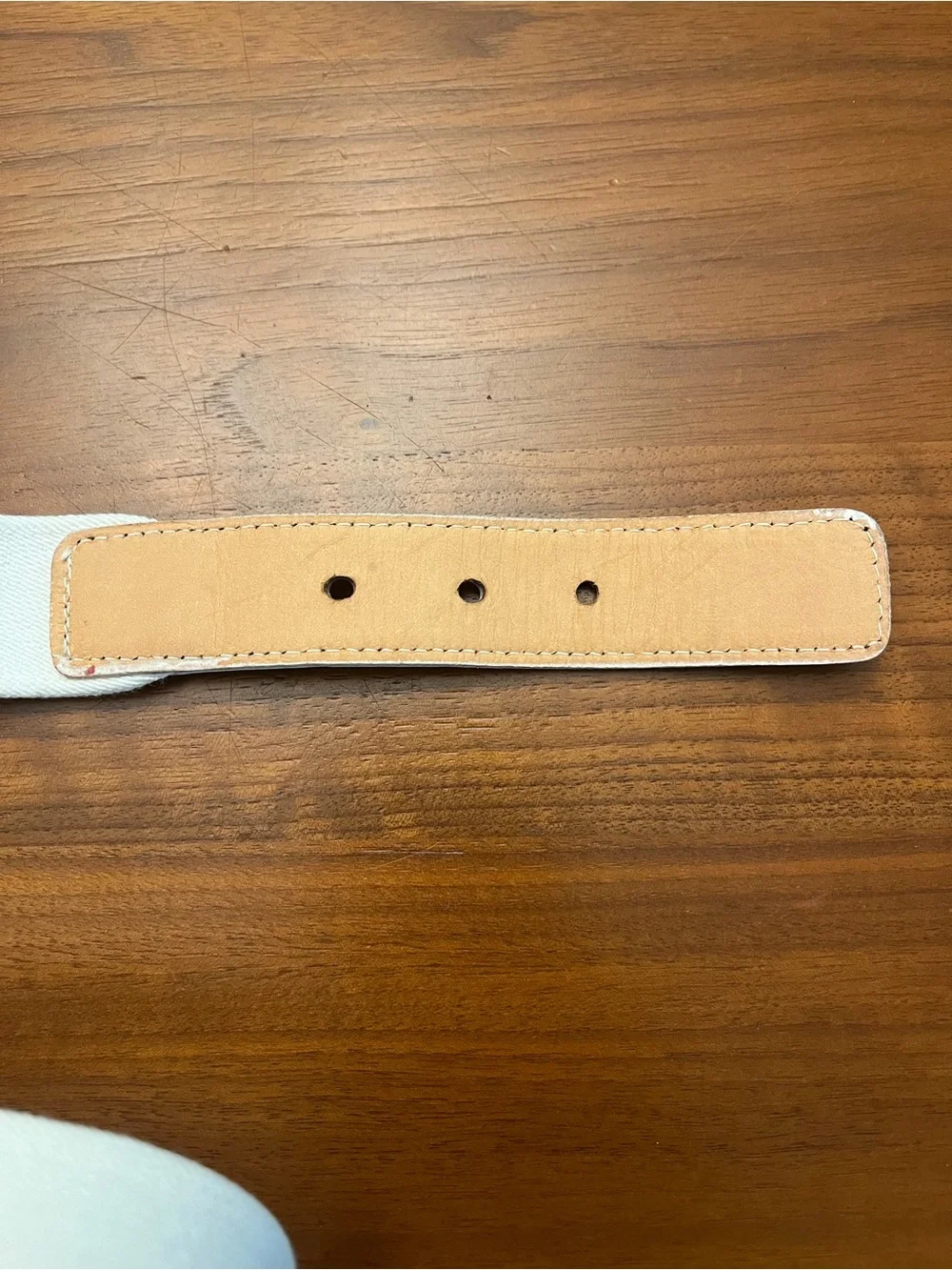 Lacoste White Leather Belt with Embossed Crocodile Detail
